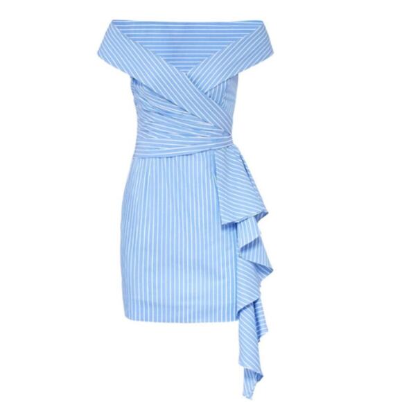 Fame and Partners The Ise Dress in Blue and White Stripe Size 2 US - Picture 4 of 4
